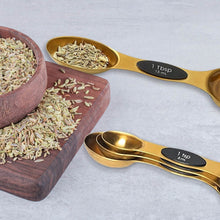Load image into Gallery viewer, 8-Piece: Double Sided Stackable Copper Magnetic Measuring Spoons Set with Leveler