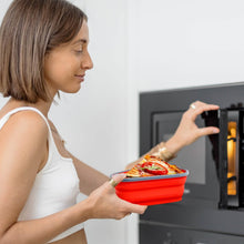 Load image into Gallery viewer, Collapsible Adjustable Reusable Pizza Storage Container with 5 Microwavable Serving Trays