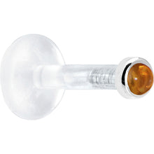 Load image into Gallery viewer, Solid 14K White Gold 2mm Genuine Citrine Bioplast Push in Labret