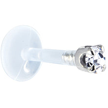 Load image into Gallery viewer, Solid 14K White Gold 1.5mm Genuine Diamond Bioplast Push in Labret