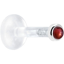 Load image into Gallery viewer, Solid 14K White Gold 2mm Genuine Red Garnet Bioplast Push in Labret