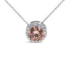 Load image into Gallery viewer, 14K White Gold 2 3/8 Cttw Lab Grown Pink Diamond Solitaire with Halo Pendant Necklace - 17" Inches
