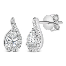 Load image into Gallery viewer, 14K White Gold 5/8 Cttw Lab Grown Diamond Tear Drop Halo Stud Earring