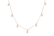 Load image into Gallery viewer, 14K Rose Gold 1 3/8 Cttw Oval Lab Grown Diamond Dangle Station Necklace - 17" Inches