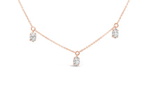 Load image into Gallery viewer, 14K Rose Gold 1 3/8 Cttw Oval Lab Grown Diamond Dangle Station Necklace - 17" Inches