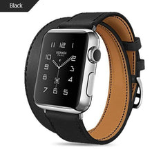 将图片加载到图库查看器,Modern Long Soft Leather Strap Luxury Metal MEn and Women WatchDouble Tour Bracelet Strap for Smart Watch In Luxury Vintage Design