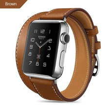 将图片加载到图库查看器,Modern Long Soft Leather Strap Luxury Metal MEn and Women WatchDouble Tour Bracelet Strap for Smart Watch In Luxury Vintage Design