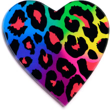 Load image into Gallery viewer, Acrylicious Rainbow Cheetah Print Heart Magnet by Onyx O