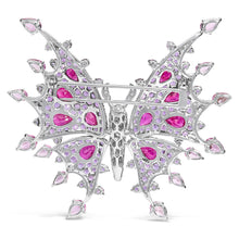 将图片加载到图库查看器,18K White Gold 1.00 Cttw Diamond, Ruby Sapphire, and Amethyst Mixed Gemstone Butterfly Brooch Pin (G-H Color, VS1-VS2 Clarity)