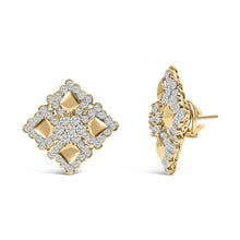Load image into Gallery viewer, 18K Yellow Gold Diamond 5 1/5 Cttw Geometric Cluster Stud Earrings