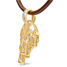 Load image into Gallery viewer, 18K 1.00 Cttw Diamond Cat and Bail Pendant Necklace Collar with Matte Finish (F-G Color, VS2-SI1 Clarity)