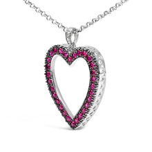 Load image into Gallery viewer, 18K 1/3 Cttw Diamond and Red Ruby Open Heart with Black Rhodium 18" Pendant Necklace (G-H Color, VS2-SI1 Clarity)