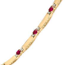 Load image into Gallery viewer, 14K Yellow Gold Red Ruby and 3/8 Cttw Diamond Alternating Link Necklace