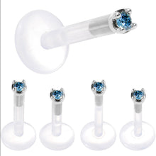Load image into Gallery viewer, Solid 14K White Gold 1.5mm Genuine Blue Diamond Bioplast Push in Monroe