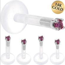 Load image into Gallery viewer, Solid 14K White Gold 1.5mm Genuine Purple Diamond Bioplast Push in Monroe