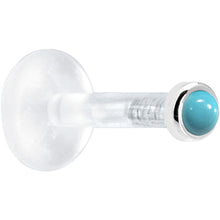 将图片加载到图库查看器,Solid 14K White Gold 2mm Genuine Turquoise Bioplast Push in Monroe