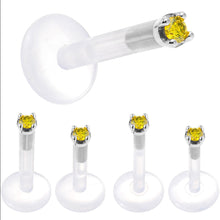 Load image into Gallery viewer, Solid 14K White Gold 1.5mm Genuine Yellow Diamond Bioplast Push in Monroe