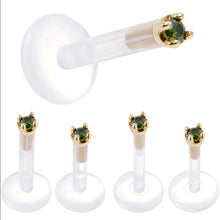 Load image into Gallery viewer, Solid 14K Yellow Gold 1.5mm Genuine Green Diamond Bioplast Push in Monroe