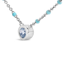 Load image into Gallery viewer, Sterling Silver Bezel Set Light Blue Aquamarine and Enamel Bead Chain Necklace