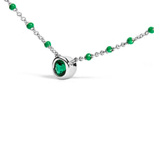 Load image into Gallery viewer, Sterling Silver Lab Created Emerald Bead Chain Necklace