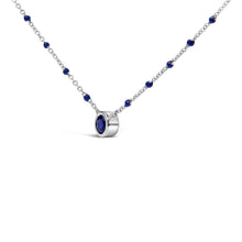 Load image into Gallery viewer, Sterling Silver Created Sapphire Bead Chain Necklace 18 Inch