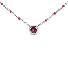 Load image into Gallery viewer, Sterling Silver Rhodolite Enamel Bead Chain Necklace 18 Inch