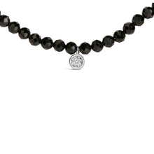 Load image into Gallery viewer, Sterling Silver Diamond Accent Black Spinel Bead Station Necklace