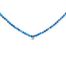 Load image into Gallery viewer, Sterling Silver Diamond Accent Blue Lapis Bead Station Necklace