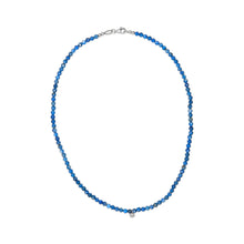 Load image into Gallery viewer, Sterling Silver Diamond Accent Blue Lapis Bead Station Necklace