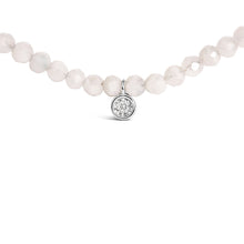 Load image into Gallery viewer, Sterling Silver Moonstone Bead Station Necklace with Diamond Accent