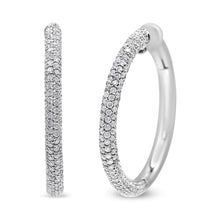 Load image into Gallery viewer, 18K White Gold 2 1/3 Cttw Pave Set Diamond Semi Eternity Leverback Hoop Earrings (F-G Color, VS1-VS2 Clarity)
