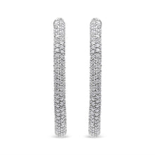 Load image into Gallery viewer, 18K White Gold 2 1/3 Cttw Pave Set Diamond Semi Eternity Leverback Hoop Earrings (F-G Color, VS1-VS2 Clarity)