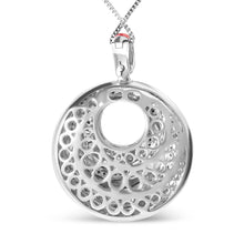Load image into Gallery viewer, .925 Sterling Silver Red Enamel and 1/2 Diamond Endless Swirl Medallion 18" Pendant Necklace (F-G Color, VS1-VS2 Clarity)