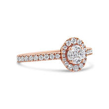 Load image into Gallery viewer, 18K Rose Gold 1/2 Cttw Composite Marquise Composite Diamond Oval Shaped Halo Engagement Ring (F-G Color, VS1-VS2 Clarity) - Ring Size 7