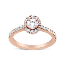 Load image into Gallery viewer, 18K Rose Gold 1/2 Cttw Composite Marquise Composite Diamond Oval Shaped Halo Engagement Ring (F-G Color, VS1-VS2 Clarity) - Ring Size 7