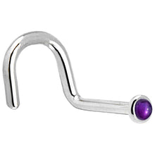 将图片加载到图库查看器,Solid 14K White Gold 2mm Genuine Amethyst Nose Ring