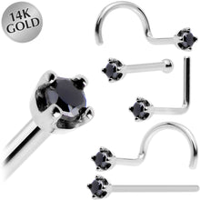 Load image into Gallery viewer, Solid 14K White Gold 1.5mm Genuine Black Diamond Nose Ring