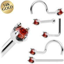 将图片加载到图库查看器,14k White Gold 2mm Lab Grown Red Diamond Nose Ring