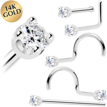 Load image into Gallery viewer, 14k White Gold 2mm Lab Grown Diamond Nose Ring