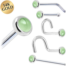 将图片加载到图库查看器,Solid 14K White Gold 2mm Genuine Peridot Nose Ring
