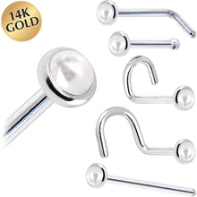 Load image into Gallery viewer, Solid 14K White Gold 2mm Cultured Pearl Nose Ring