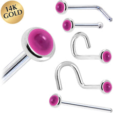 将图片加载到图库查看器,Solid 14K White Gold 2mm Genuine Pink Garnet Nose Ring