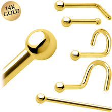 将图片加载到图库查看器,Solid 14K Yellow Gold 1.5mm Ball Nose Ring