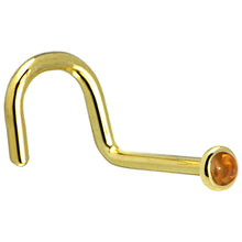 Load image into Gallery viewer, Solid 14K Yellow Gold 2mm Genuine Citrine Saffron Nose Ring