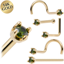 Load image into Gallery viewer, 14k Yellow Gold 2mm Lab Grown Green Diamond Nose Ring