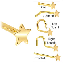 Load image into Gallery viewer, Solid 14K Yellow Gold Star Nose Ring