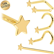 Load image into Gallery viewer, Solid 14K Yellow Gold Star Nose Ring
