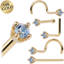 将图片加载到图库查看器,Solid 14K Yellow Gold 1.5mm Genuine Topaz Nose Ring