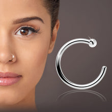 将图片加载到图库查看器,18G 3/8 Solid 14K White Gold Nose Hoop