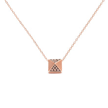 将图片加载到图库查看器,14K Rose Gold 1/4 Cttw Brown Diamond Matte Finished Pyramid Pendant Necklace (Brown Color, SI1-SI2 Clarity) - 18" Inches